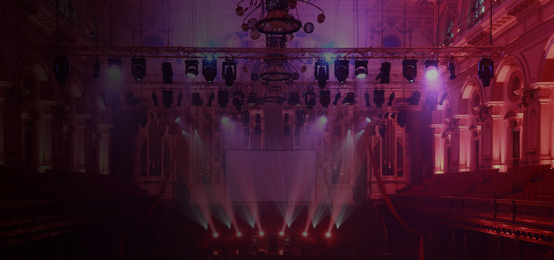 Corporate gala event lighting representing EVT events and conference experiences