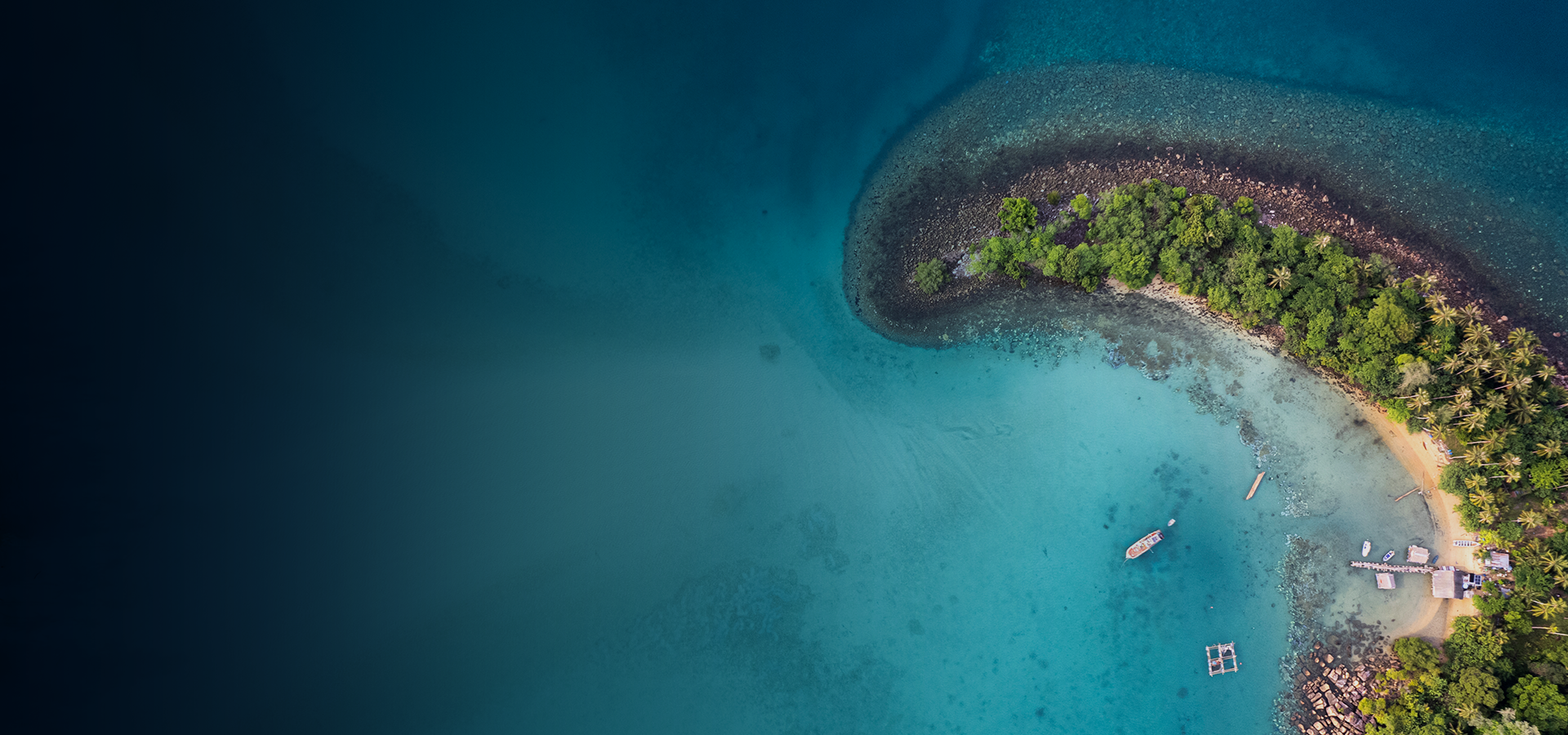 Aerial tropical island destination representing incentive travel rewards